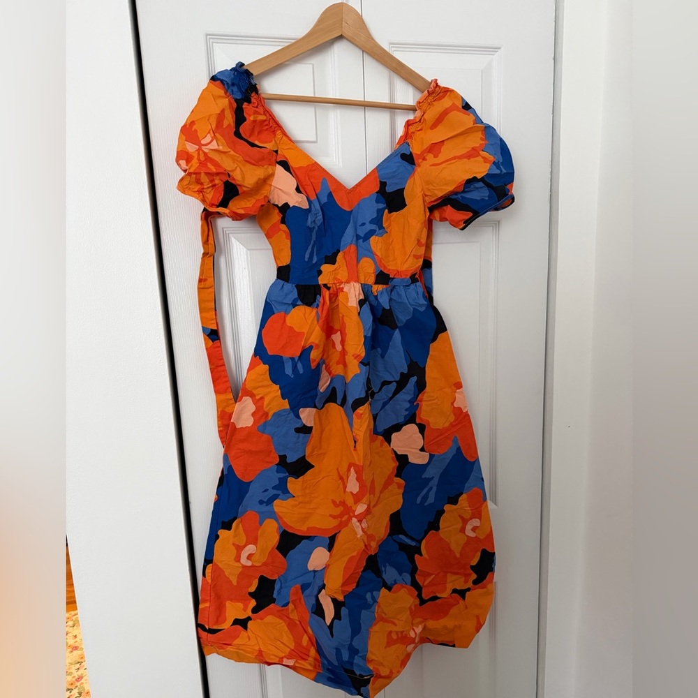 Target Vibrant Floral Midi Dress - Orange and Blue
